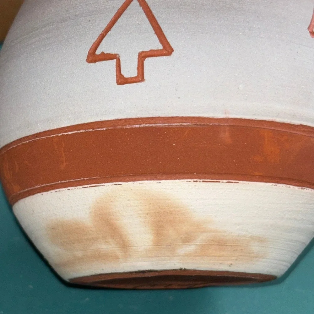 Southwest Native American Style Terracotta Clay Vase Handcrafted Geometric‎